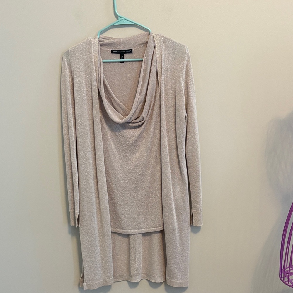 White House Black Market Blush pink Cowl Neck Sweater and Cardigan Bundle
